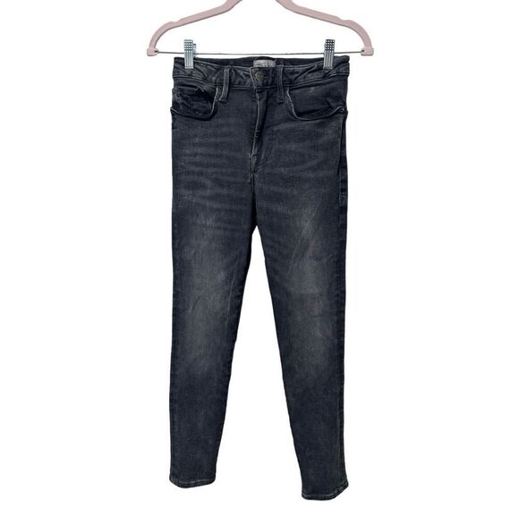 Frame Le High Skinny Dark Gray Black Wash Stretch Jeans Size 1 XS Classic Staple - Picture 1 of 12